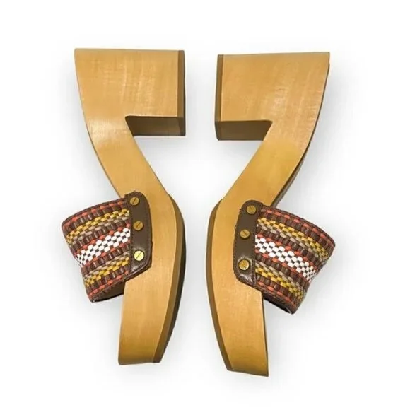NIB Veronica BeardHannalee WovenClog Sandal Size 10, Brown multi